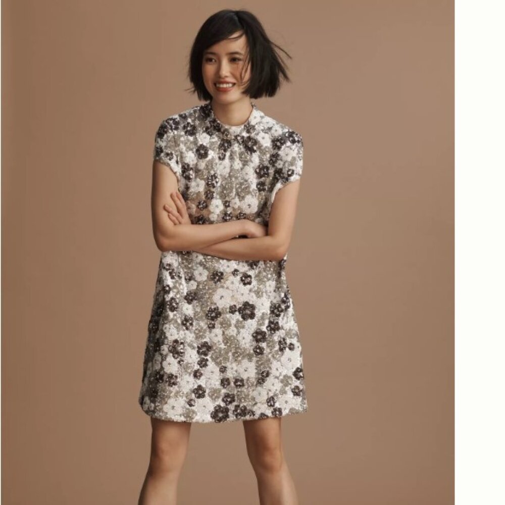 Anthropologie Mock-neck Sequin Dress